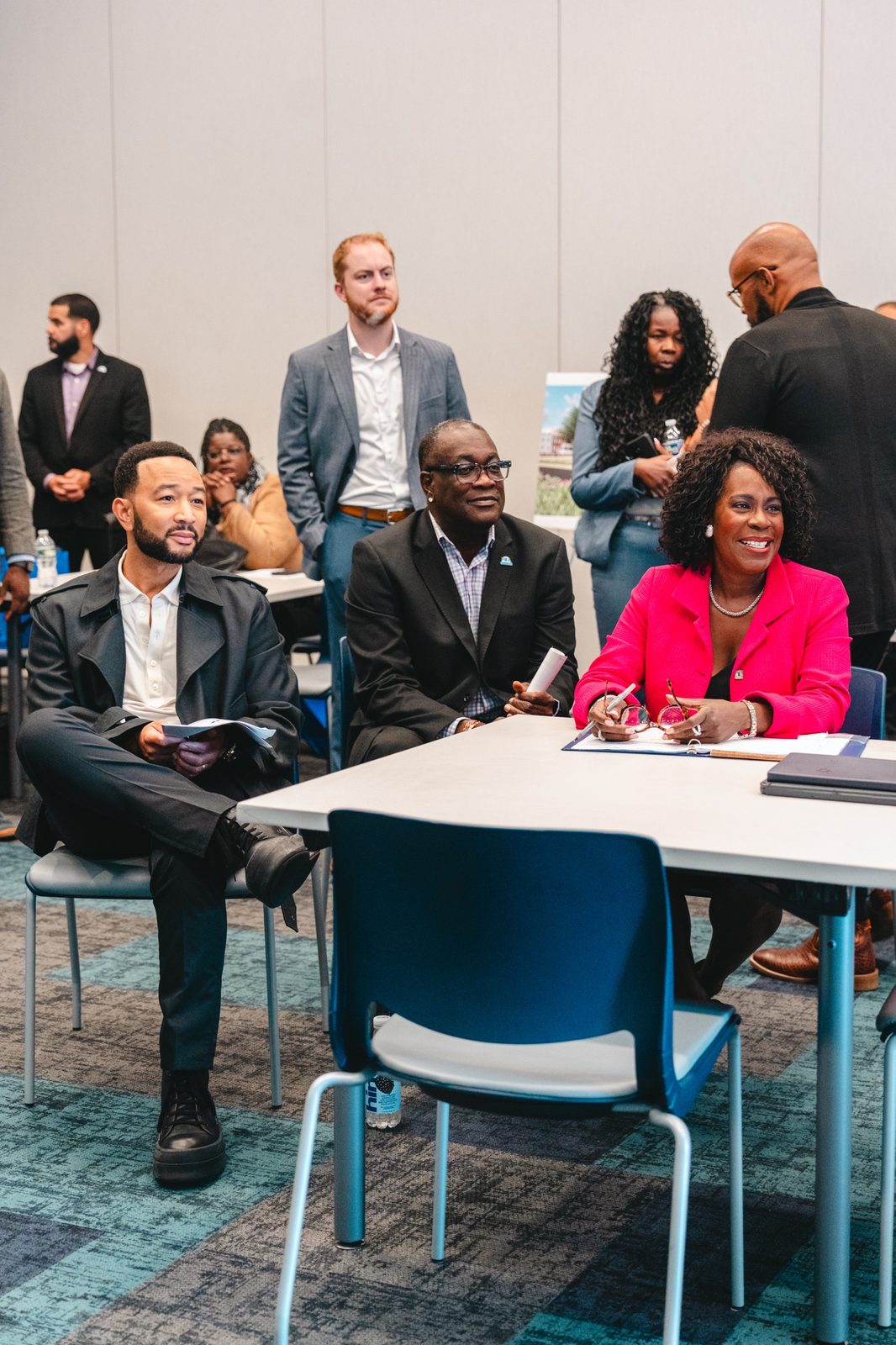 John Legend and Mayor Cherelle L. Parker at the H.O.M.E. Initiative event with FUSE and PHA