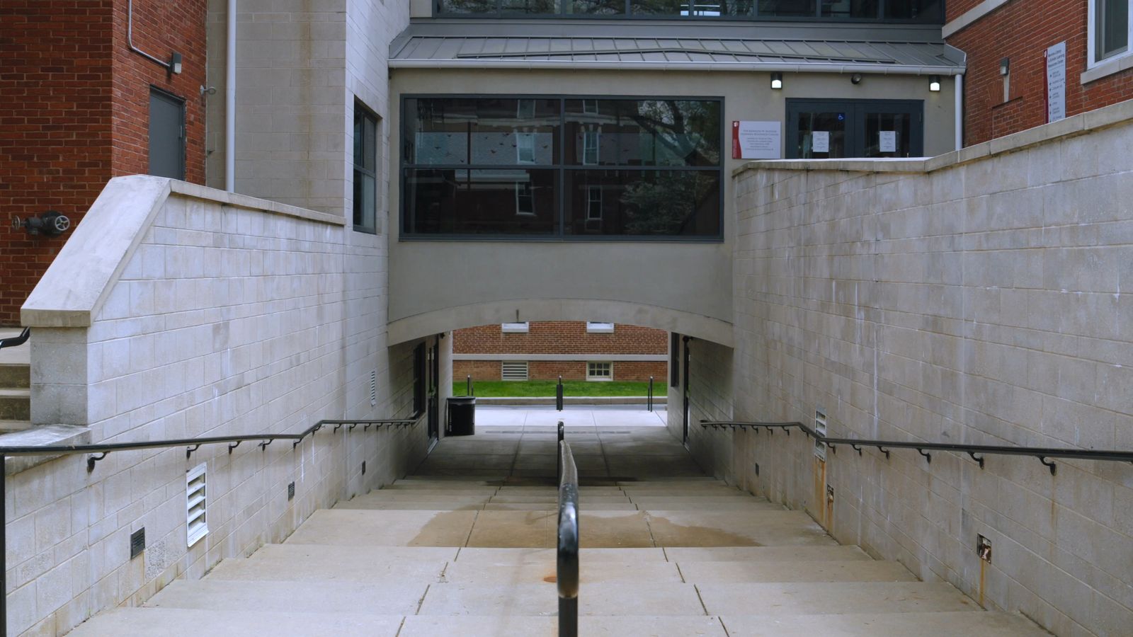 A college campus walkway